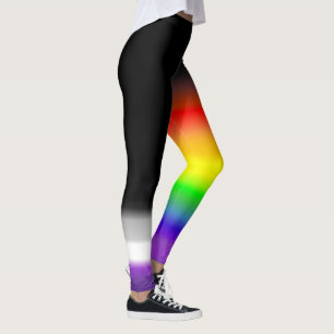 Assymetrisk topp- asexual regnbågeprideflaggor leggings