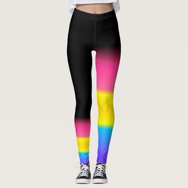 Assymetriskt panorera den pansexual prideflagga leggings (Framsida)