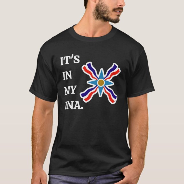 Assyria Pride assyrian Flagga I mitt DNA T Shirt (Framsida)