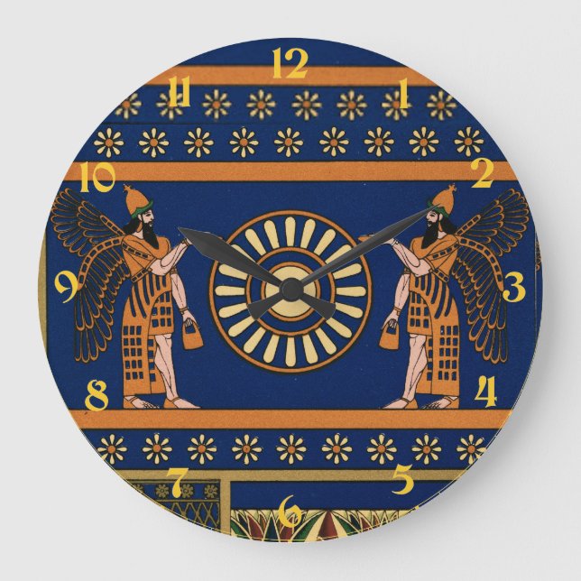 Assyrian Deity Called an Apkallu or Winged Genius Stor Klocka (Framsida)