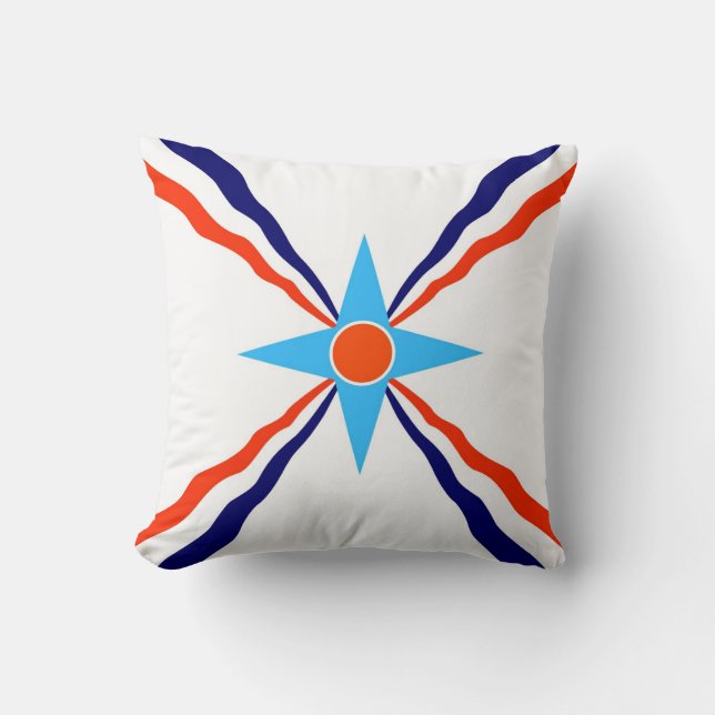assyrian folk etnisk flagga kudde (Framsida)