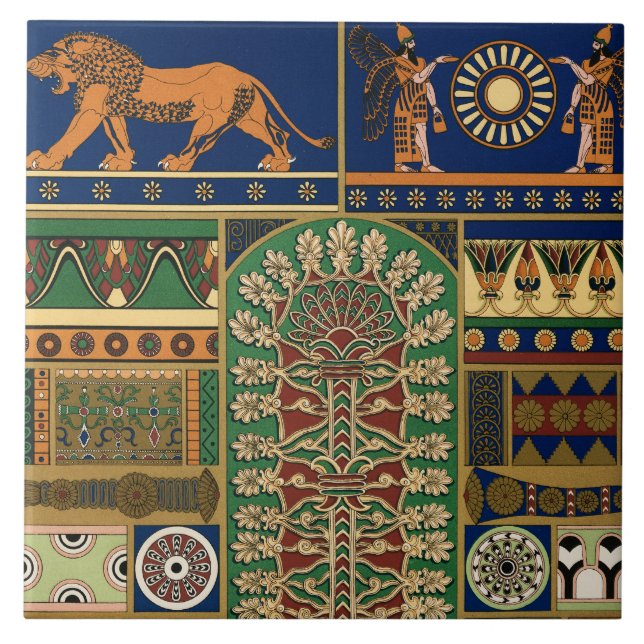 Assyrian Retro Mönster Kakelplatta (Framsidan)