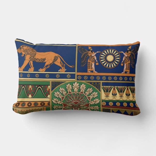 Assyrian Retro Mönster Lumbarkudde (Framsida)