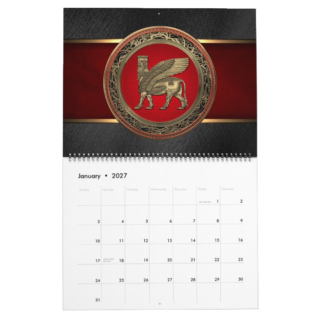 Assyrian Winged Bull - Guld Lamassu Kalender (Jan 2027)