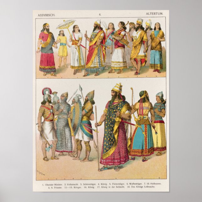 Assyriansk press, från Trachten der Voelker, 1864 Poster (Framsidan)