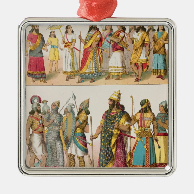 Assyrisk klänning, från "Trachten der Voelker", Julgransprydnad Metall (Framsidan)