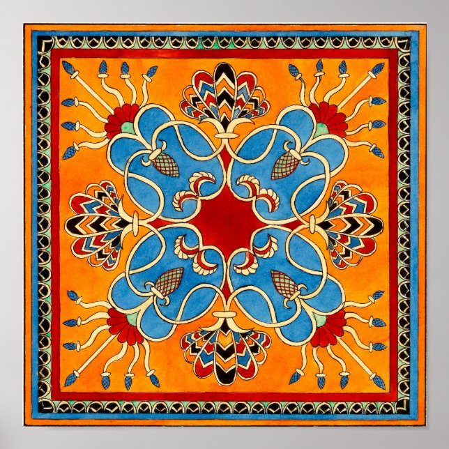 Assyrisk Ornament Print by E. A. Nedwill Poster (Framsidan)