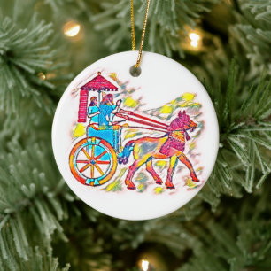 assyriska Kung Julgransprydnad Keramik