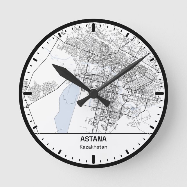 Astana Clock City Line Art Rund Klocka (Framsida)