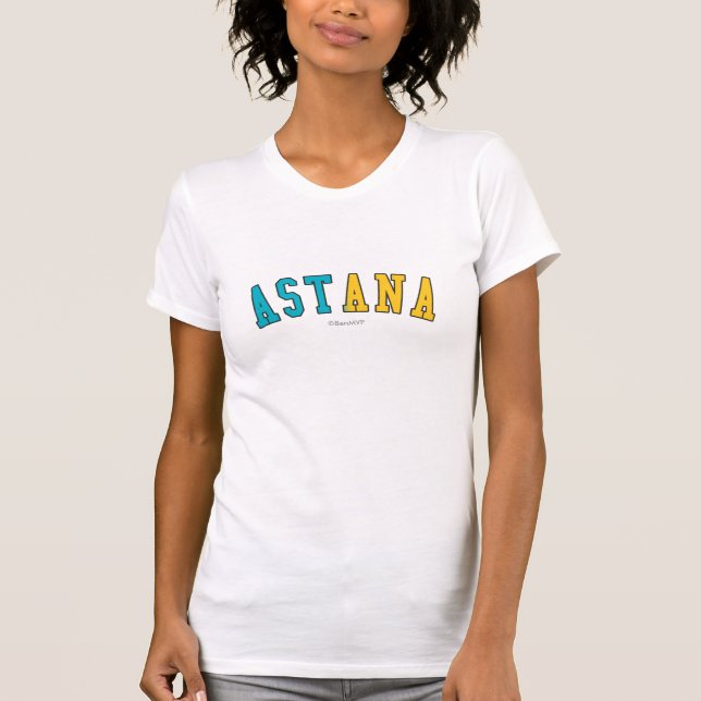 Astana i färger för Kasakhstan medborgareflagga Tee Shirt (Framsida)
