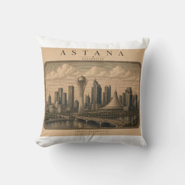 Astana | Vintage Travel City Design Kudde (Framsida)