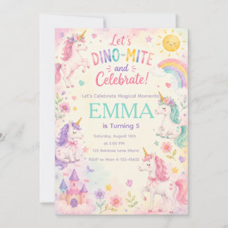 astel Unicorn Birthday Invitation Template Inbjudningar