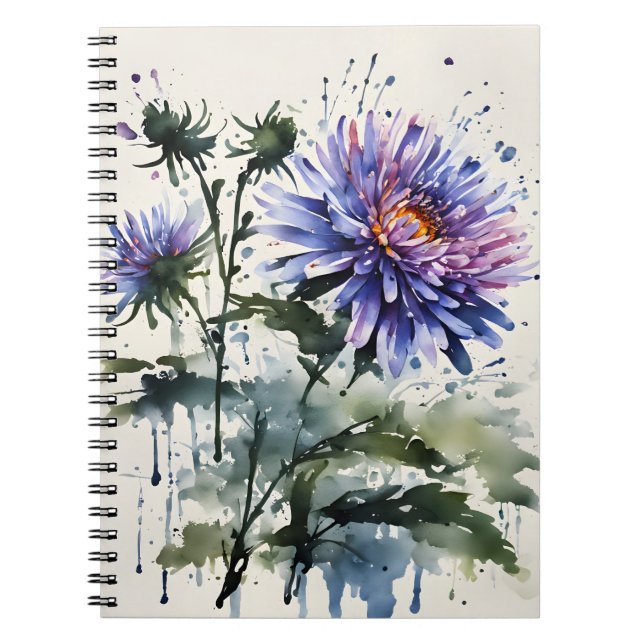 Aster - Akvarellblommor Anteckningsbok (Framsidan)
