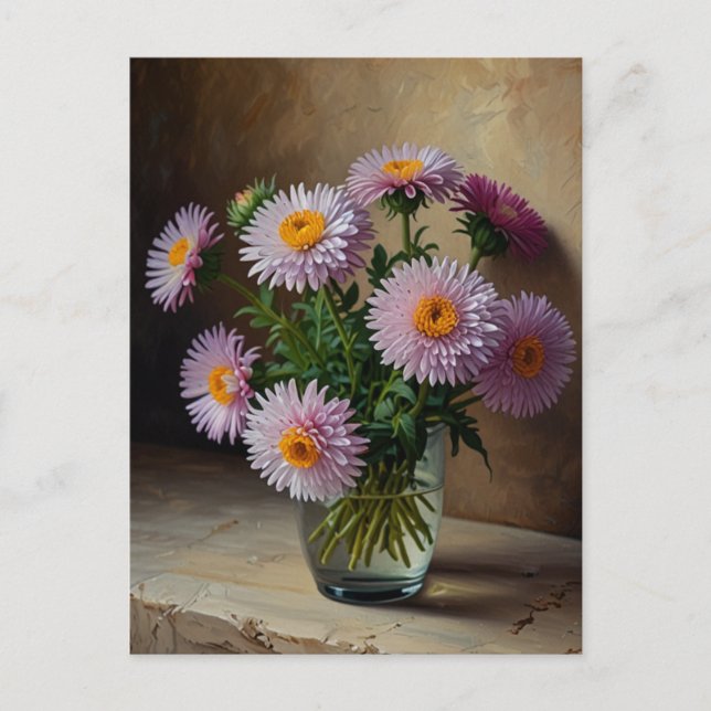 Aster blommor vykort (Framsida)