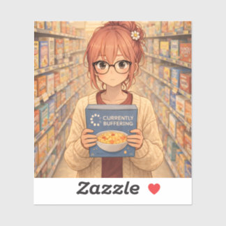 Aster™ Currently Buffering Die-Cut Sticker Cute Ae Klistermärken