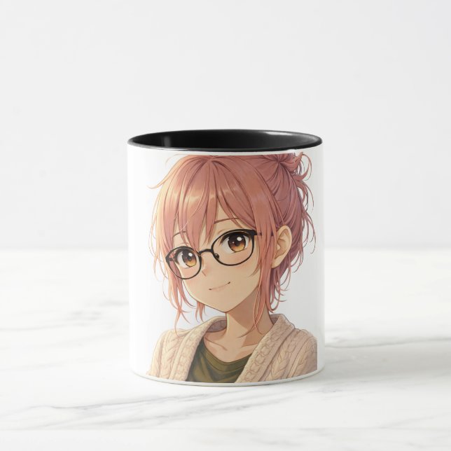 Aster™ Cute Aesthetic Girl Coffee Mug Cozy Vibes Mugg (Center)
