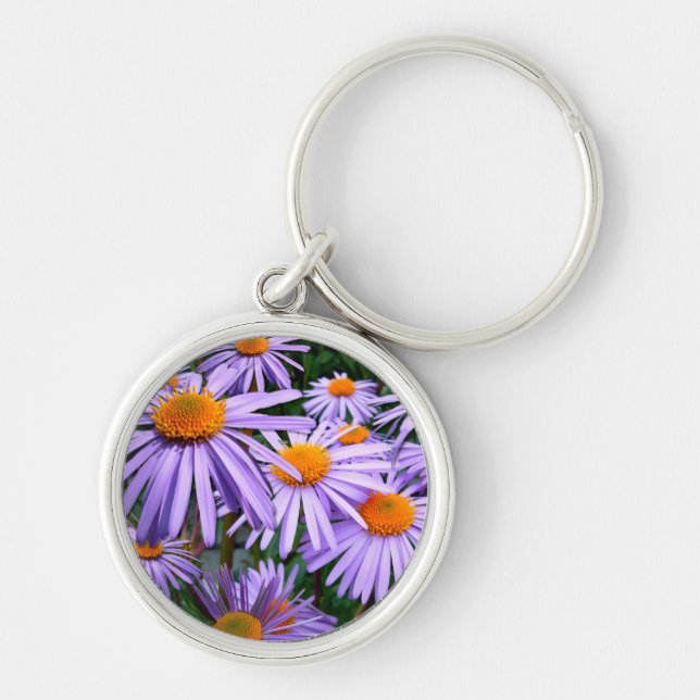 Aster Rund Silverfärgad Nyckelring (Framsidan)