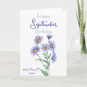 Aster September Birth Flower Birthday Kort
