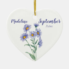 Aster September Birth Flower Julgransprydnad Keramik