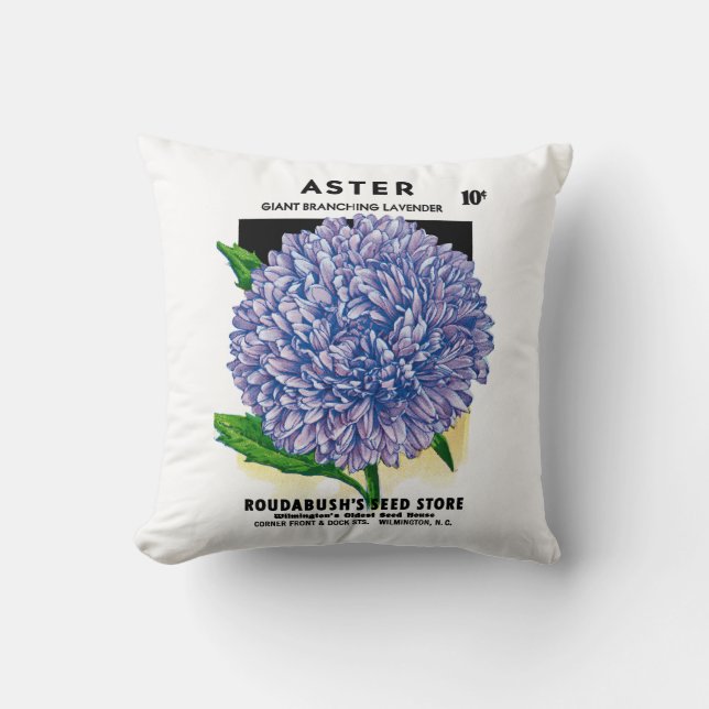 Aster Vintage Seed Packet Kudde (Framsida)