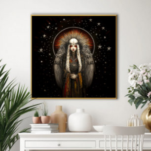 Asteria Goddess stjärnor: Silver Black Art Poster