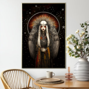 Asteria Goddess stjärnor: Silver Black Art Poster