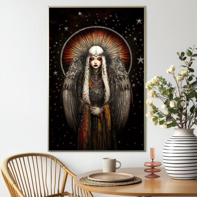 Asteria Goddess stjärnor: Silver Black Art Poster (Skapare uppladdad)