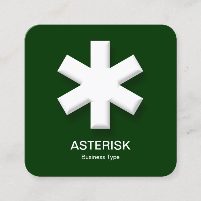 Asterisk - Mörkgrön (003300) Fyrkantigt Visitkort (Framsida)