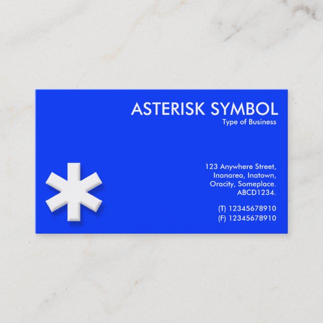 Asterisk symbol - blå (0033FF) Visitkort (Framsida)