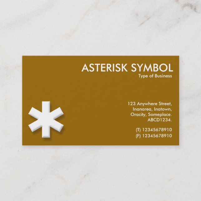 Asterisk Symbol - Brown (996600) Visitkort (Framsida)