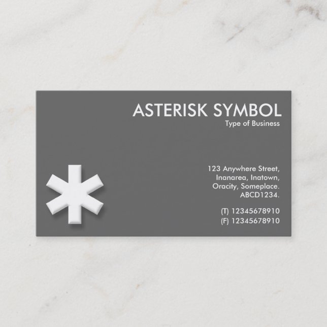 Asterisk Symbol - Grått Visitkort (Framsida)