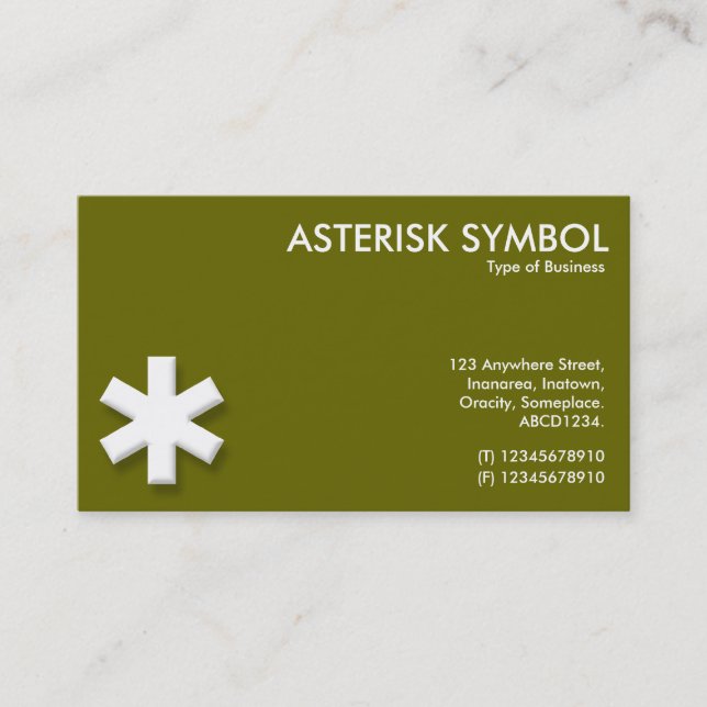 Asterisk symbol - Grönt/Brown (666600) Visitkort (Framsida)
