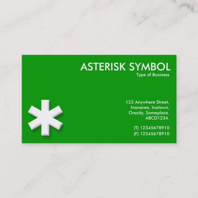 Asterisk Symbol - Grönt Visitkort (Framsida)
