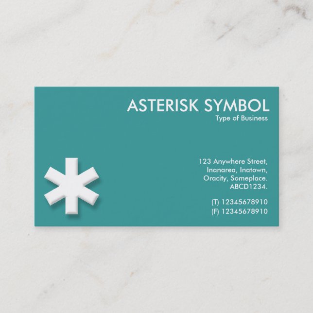 Asterisk Symbol - Mörk Turkos (339999) Visitkort (Framsida)