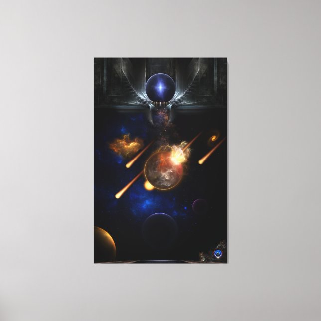 Asteroid Apokalypse Fractal Art Spacescape Canvastryck (Framsida)