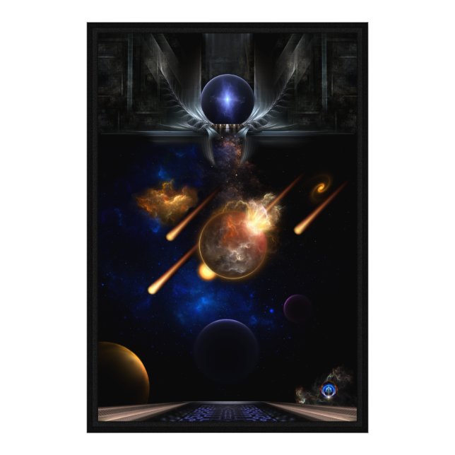 Asteroid Apokalypse Fractal Art Spacescape Fototryck (Framsidan)