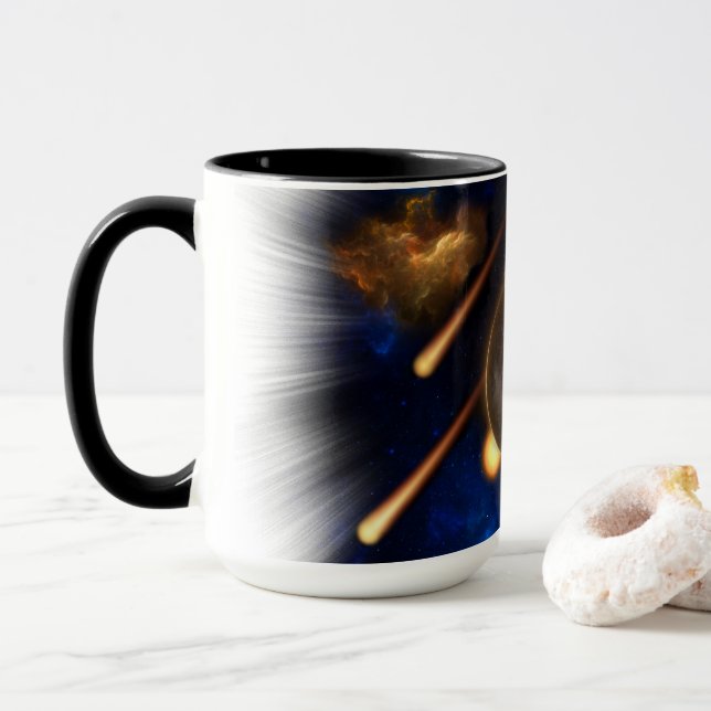 Asteroid Apokalypse Fractal Art Spacescape Mugg (Med munk)