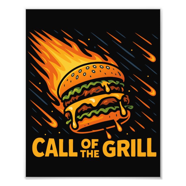 Asteroid Burger-anrop till grillen Fototryck (Framsidan)