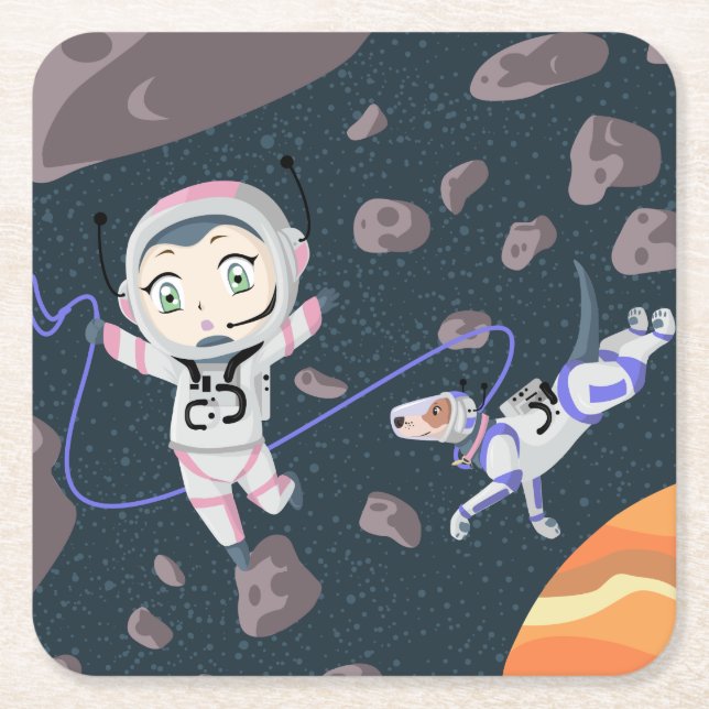 Asteroid Girl Underlägg Papper Kvadrat (Framsidan)