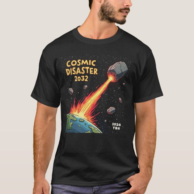 Asteroid Impact Cosmic Disaster 2032 T Shirt (Framsida)