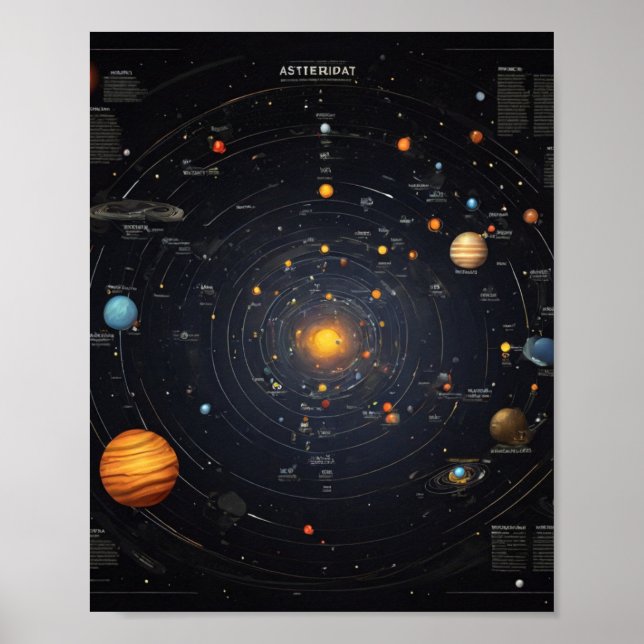 Asteroid Karta i solsystemet Poster (Framsidan)