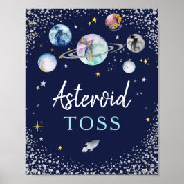 Asteroid Toss Space Galaxy Födelsedagsfest Poster