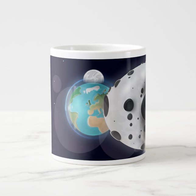 Asteroid träffar planeten jorden! jumbo mugg (Framsidan)