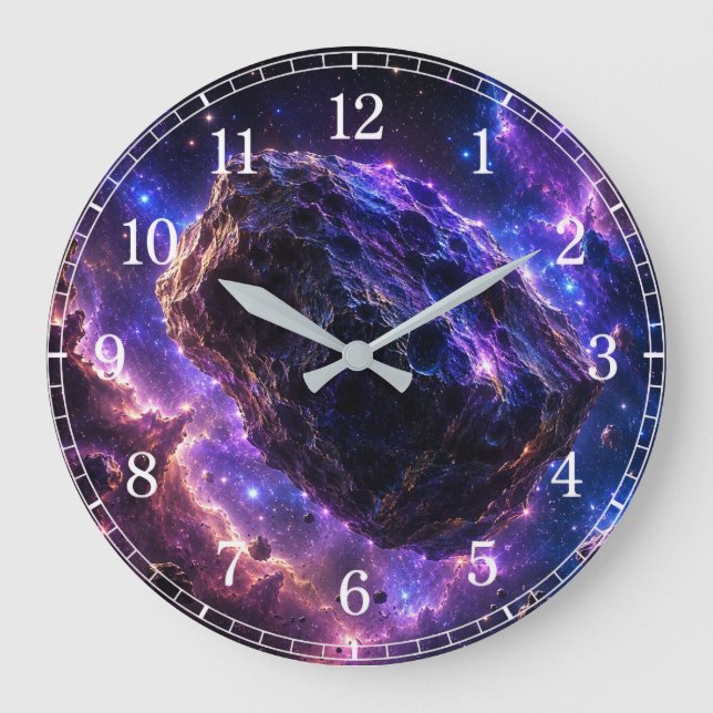 Asteroid Wall Clock — Space-Inspired Design Stor Klocka (Framsida)