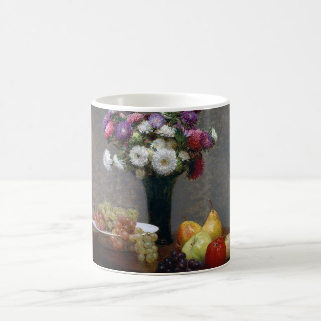Asters and Fruit, Henri Fantin-Latour Kaffemugg (Center)