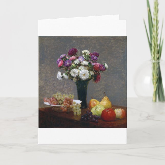 Asters and Fruit, Henri Fantin-Latour Kort (Framsida)
