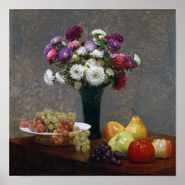 Asters and Fruit, Henri Fantin-Latour Poster (Framsidan)