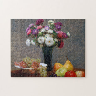 Asters and Fruit, Henri Fantin-Latour Pussel