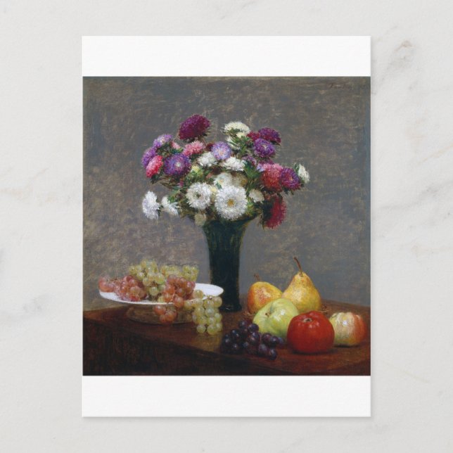 Asters and Fruit, Henri Fantin-Latour Vykort (Framsida)