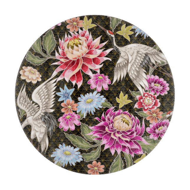 Asters Cranes: Färgade, sömlösa japanska Stil (Framsidan)